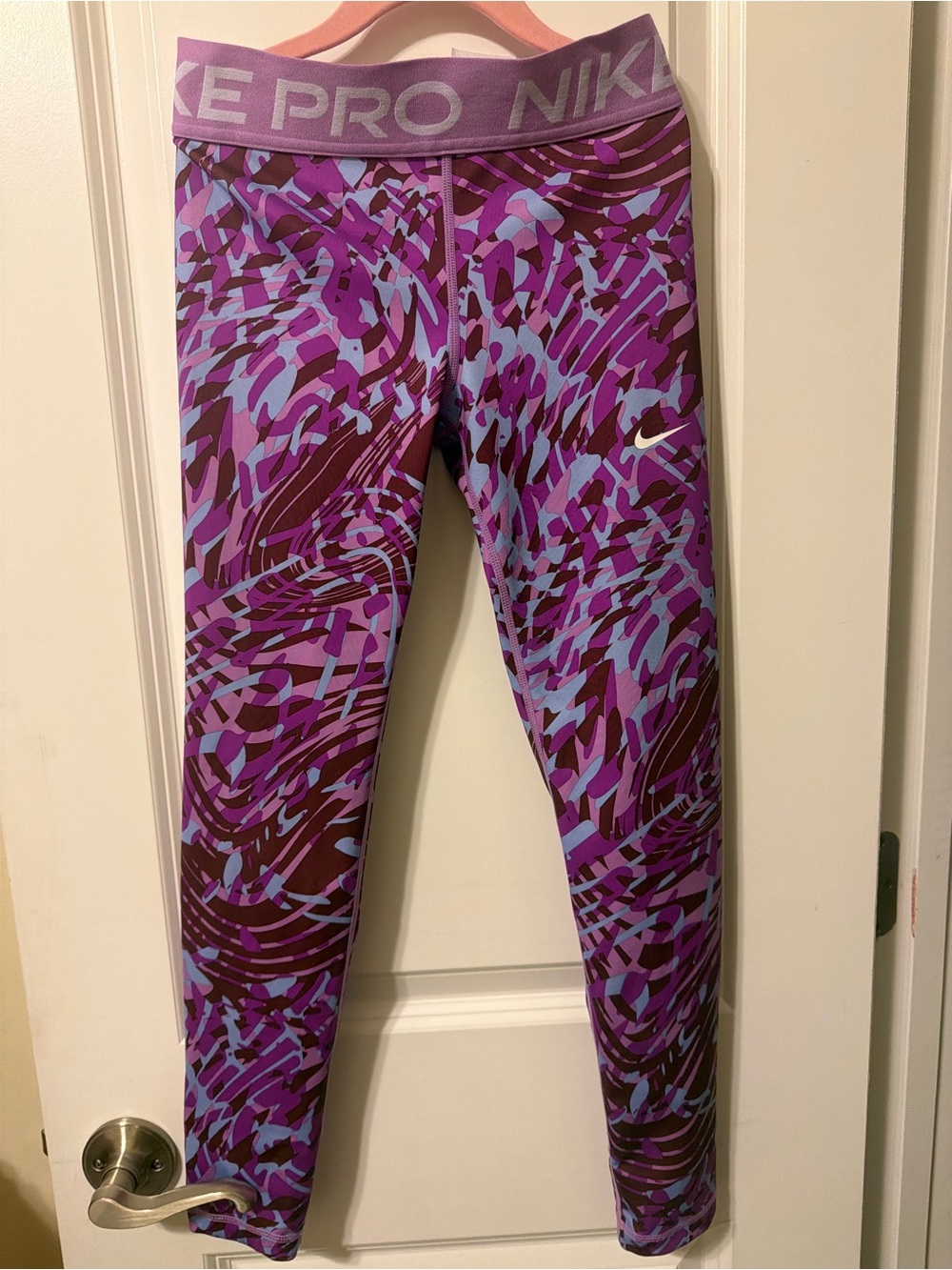 Nike Purple Multi-Pattern Girls' Compression Leggings